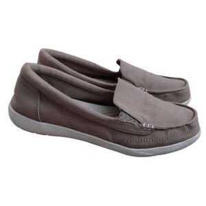 Crocs Walu II Beige Triple Comfort Canvas Loafer Slip On Casual Shoes Womens 6